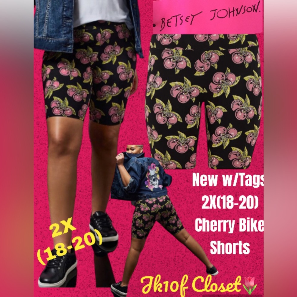 LOWEST🌺 NWT TORRID RARE BETSEY JOHNSON TORRID 2X CHERRIES 🍒STRETCH BIKE SHORTS